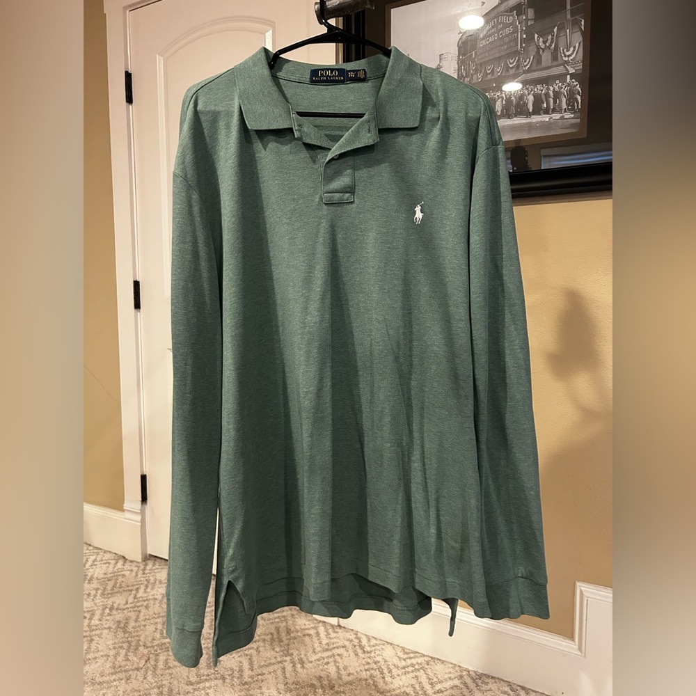 Ralph Lauren Men's Long-Sleeve Polo in Forest Green XXL